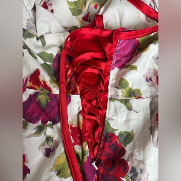 Anthropologie La Maison Talulah Womens M/L Floral Puff Sleeve Corset Midi Dress - Picture 10 of 14